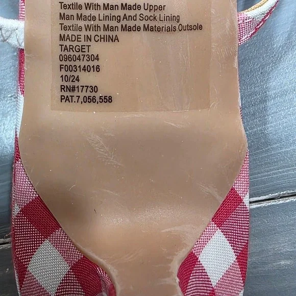 Wild Fable Lysandra Kitten Heels Sandals Red White Gingham Eyelet Pointed Toe - Picture 8 of 14